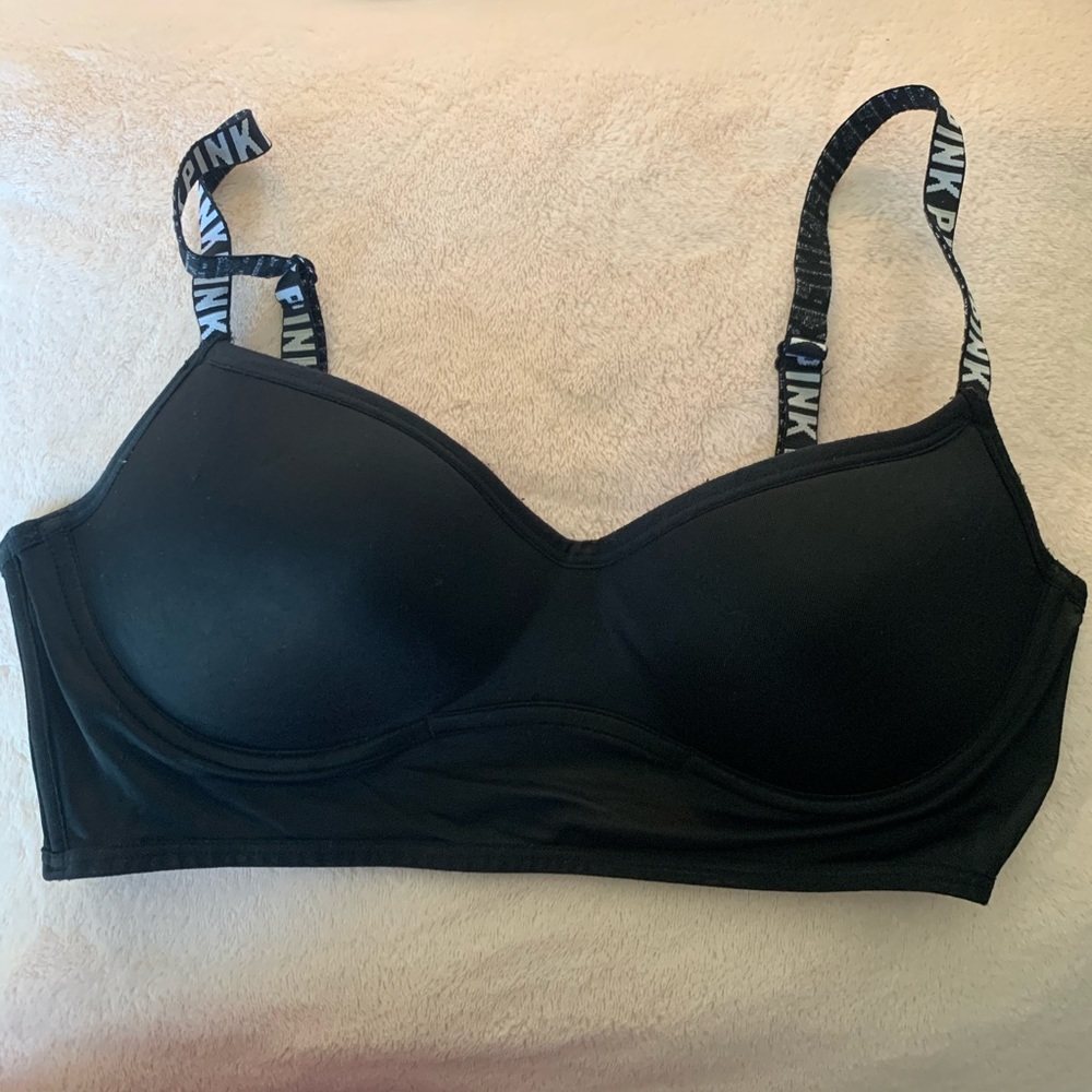 PINK-Black Bralette